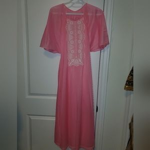 Vintage Chiffon Bright Pink Nightgown